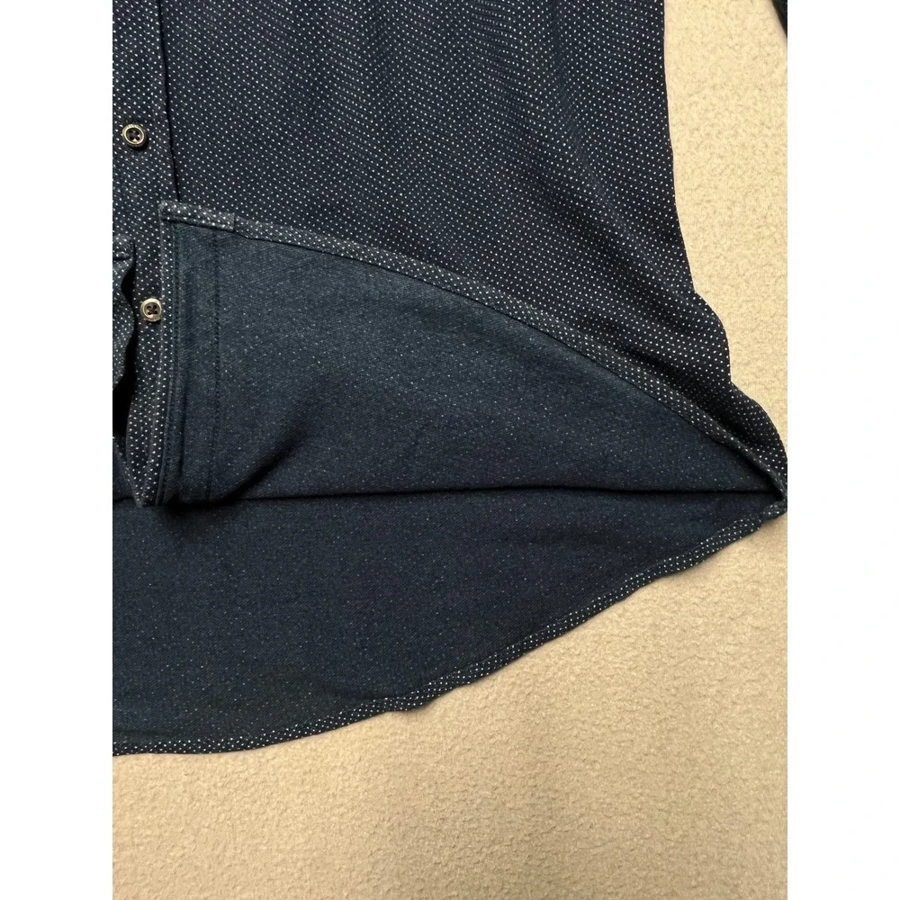 Rare Polo Ralph Lauren Mens XL Navy Blue Polka Dot Cotton Knit Button Down Shirt